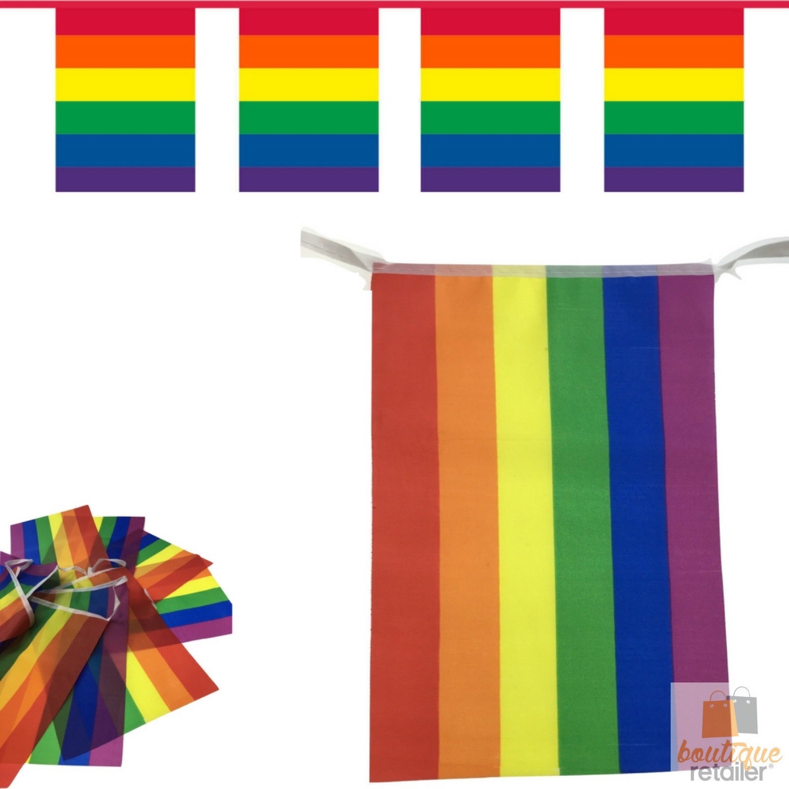 V563-13034-1PK-184453-00 3.6m RAINBOW BUNTING FLAG Party Banner Birthday Market Stall Flags Decor Pride - Image 1