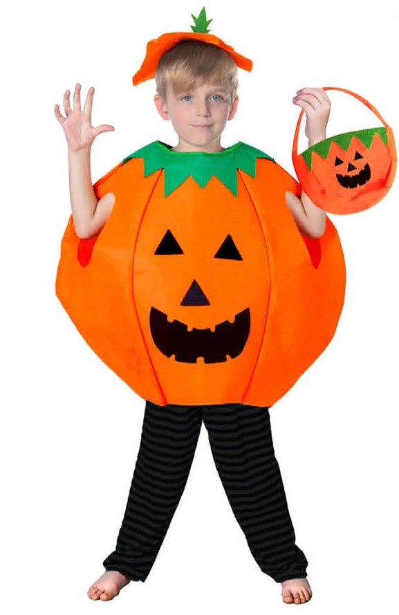 V563-13232-213036-00 KIDS PUMPKIN COSTUME Halloween Unisex Fancy Dress Up Party Orange Vegetable - Image 1