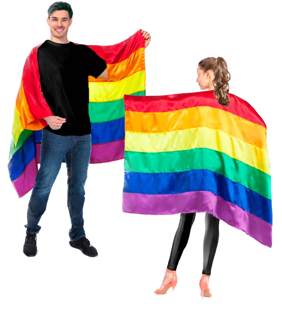V563-13301-184872-00 Rainbow Flag Cape Banner Decor Pride Mardi Gras - 150cm x 90cm - Image 1