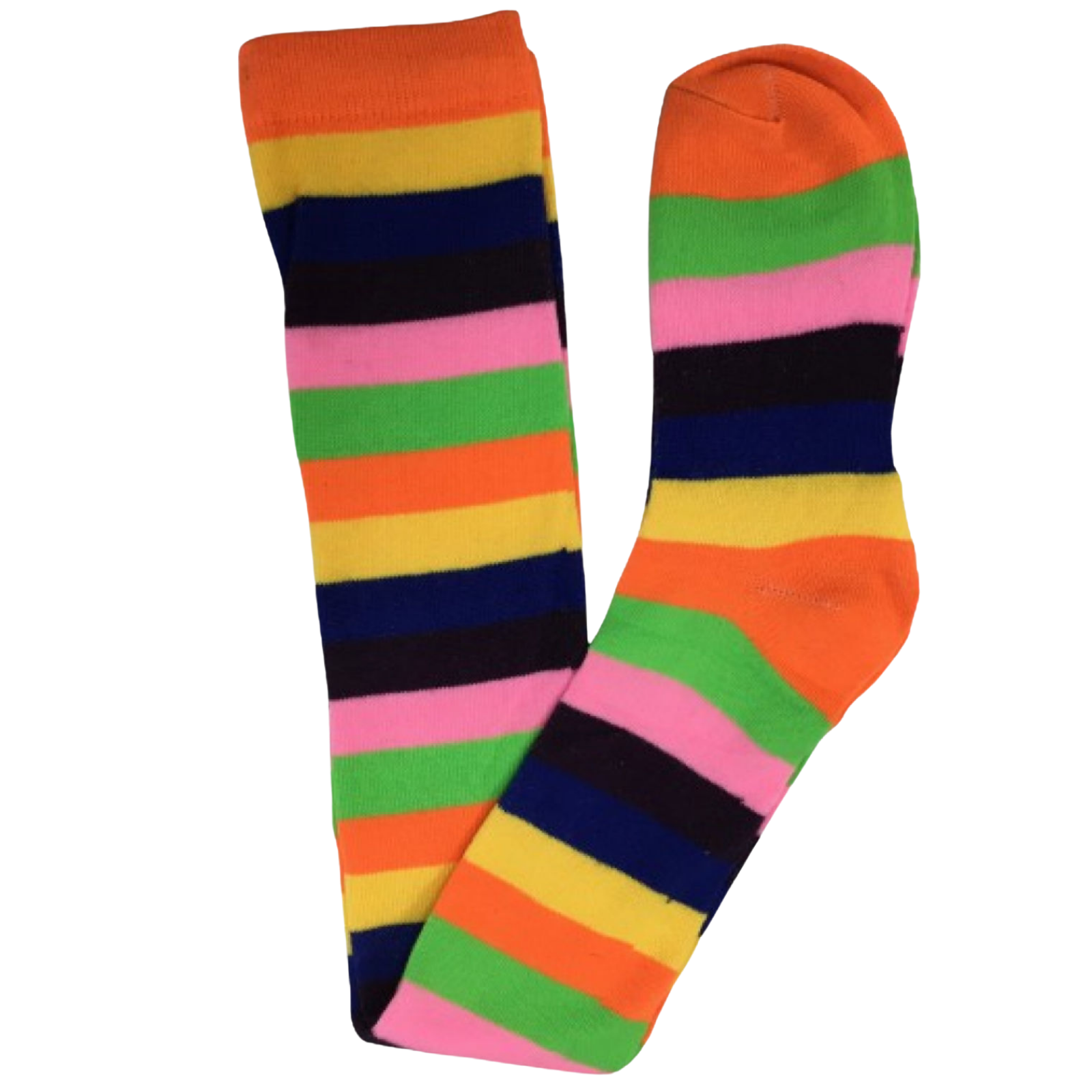 V563-15350-14-184371-00 OVER THE KNEE SOCKS Plain Striped High Thigh Ladies Long Womens Stripey Stocking - Pink Rainbow - Image 1