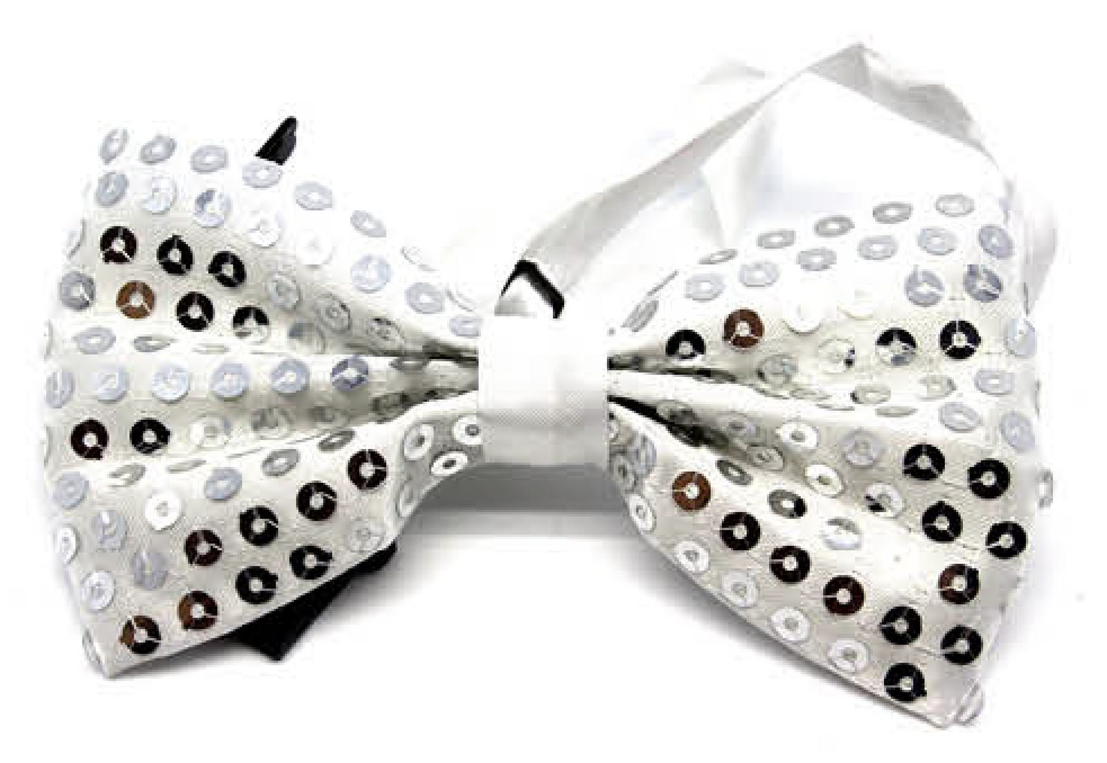 V563-17820-SLV-183493-00 GLITTER SEQUIN BOW TIE Costume Fancy Dress Dance Fancy Shiny Party Bowtie - Silver - Image 1