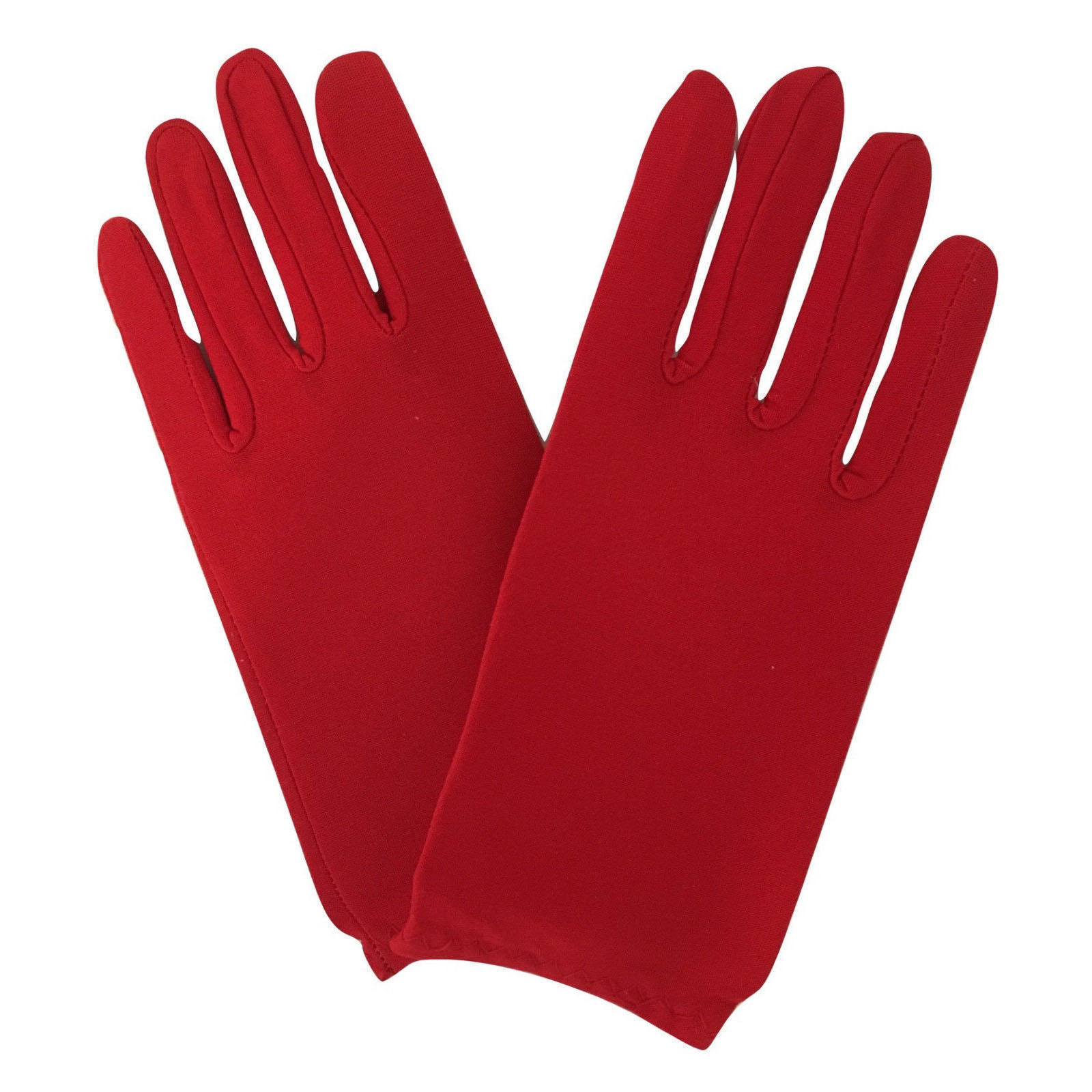 V563-18540-RED-184950-00 Ladies SHORT GLOVES Costume Party Wedding Bridal Fancy Dress Prom Stretchy - Red - One Size - Image 1