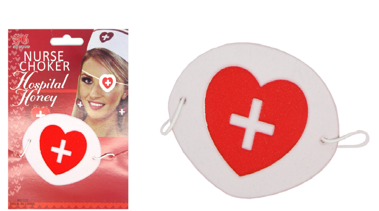 V563-19456-184762-00 NURSE EYEPATCH Fancy Dress Hospital Heart Costume Ladies Doctor Party - Image 1