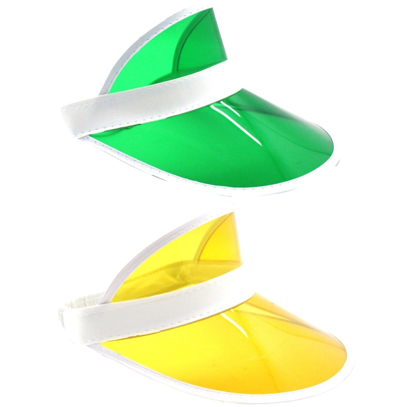 V563-21234-2X-215812-00 2x Yellow Perspex Visor with White Rim – Retro 80s Rave Accessory, Adjustable Fit Australia Day - Image 1