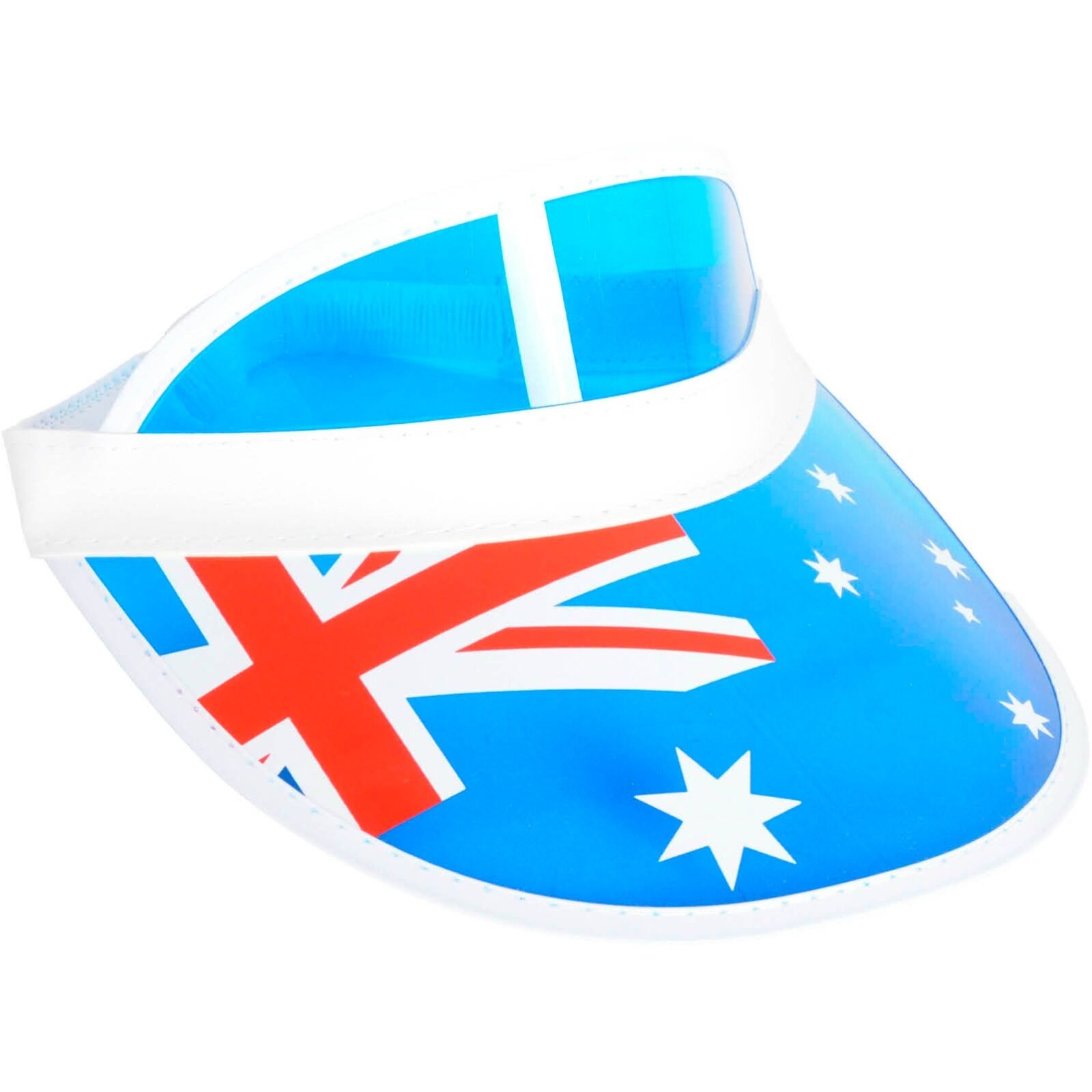 V563-21249-213029-00 Australian Flag Plastic Visor | Patriotic Sun Hat | Party Accessory - Image 1