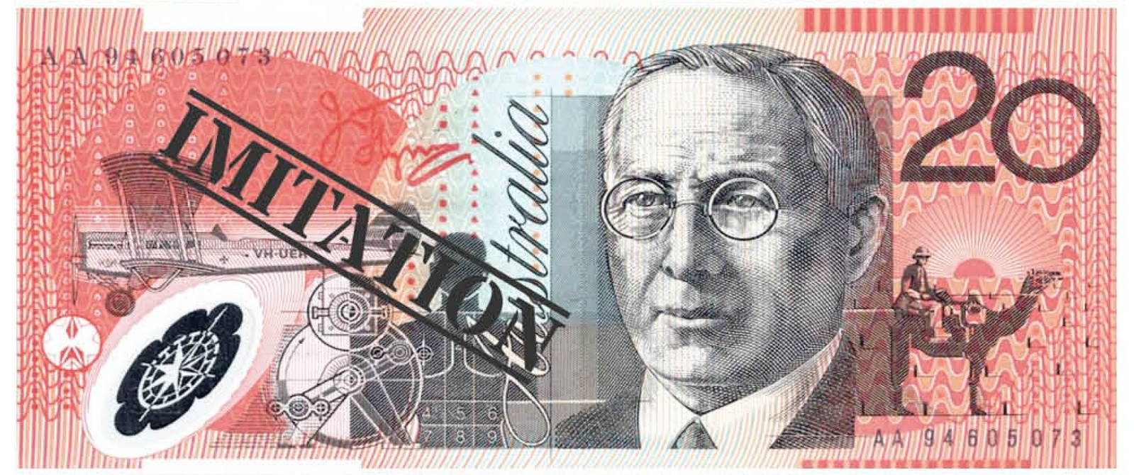 V563-22115-20-197229-00 20 Dollar Australian Souvenir Note Pad Fake AUD Money - 1 Pack of 50 Sheets - Image 1