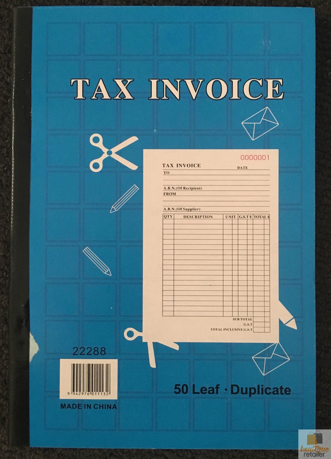 V563-22288-184891-00 TAX INVOICE BOOK 50 Page Duplicate Statement Carbonless Quote - Image 1