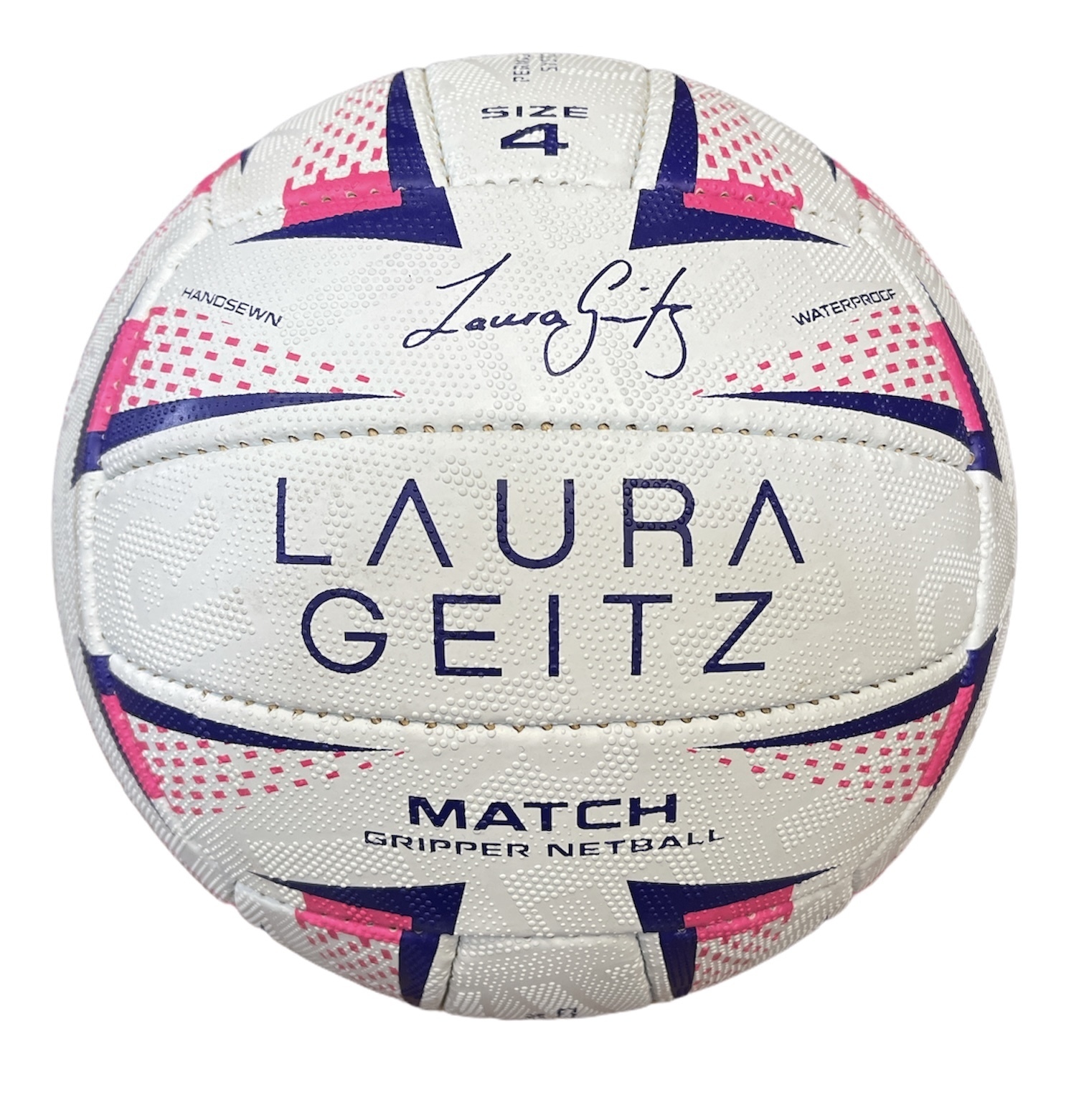 V563-226_22681-149432-00 Laura Geitz Match Gripper Netball Hand Sewn Waterproof Official Size 4 - Image 1