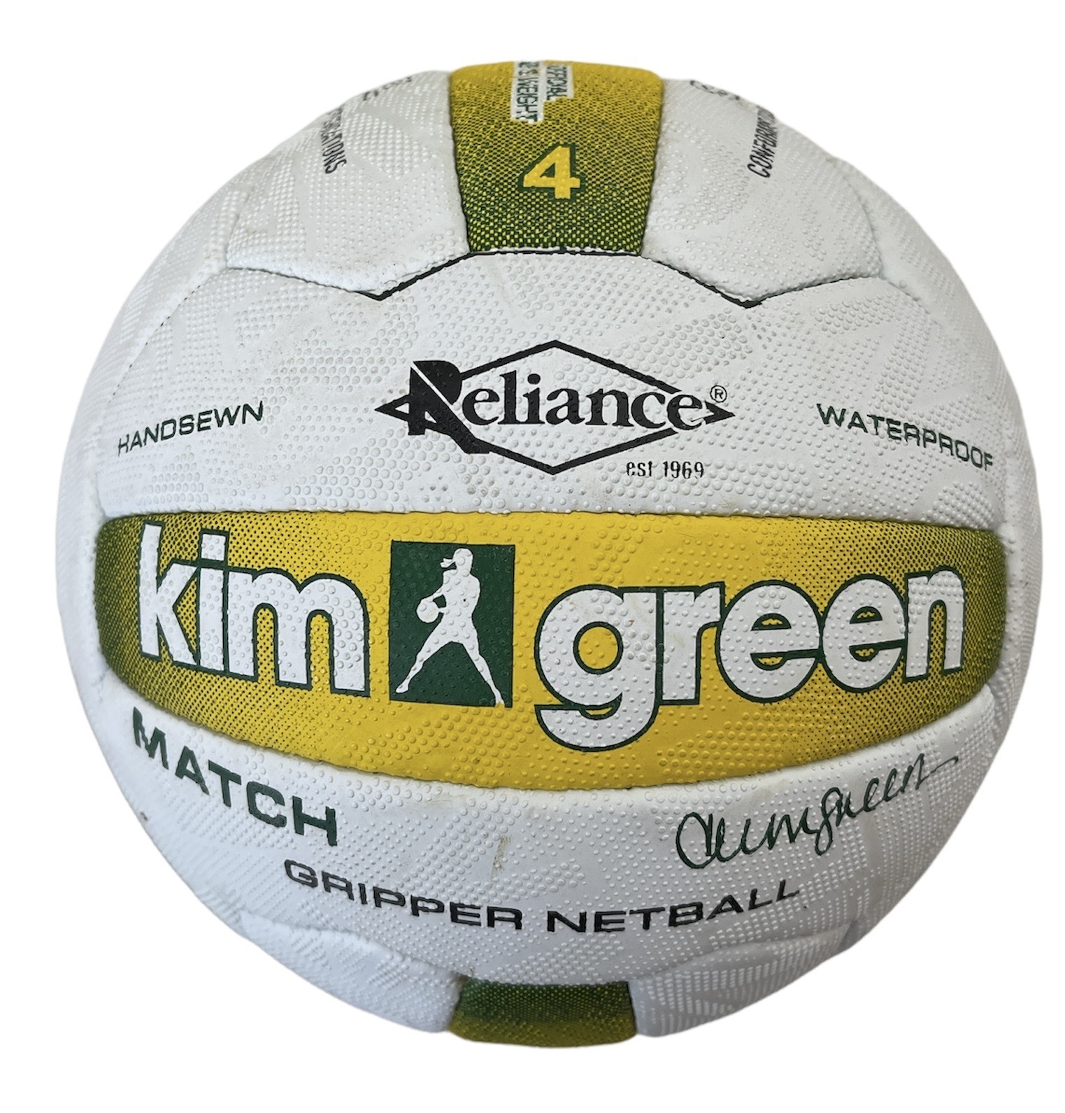 V563-226_22683-149431-00 Kim Green Match Gripper Netball Hand Sewn Waterproof Net Ball Official Size 4 - Image 1