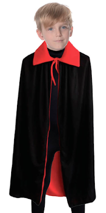 V563-22964-202503052145-00 Halloween Kids Fancy Cape Red Black Long Cloak Coat Witch Ghost Vampire Costume - 6-9 Years Old - Image 1