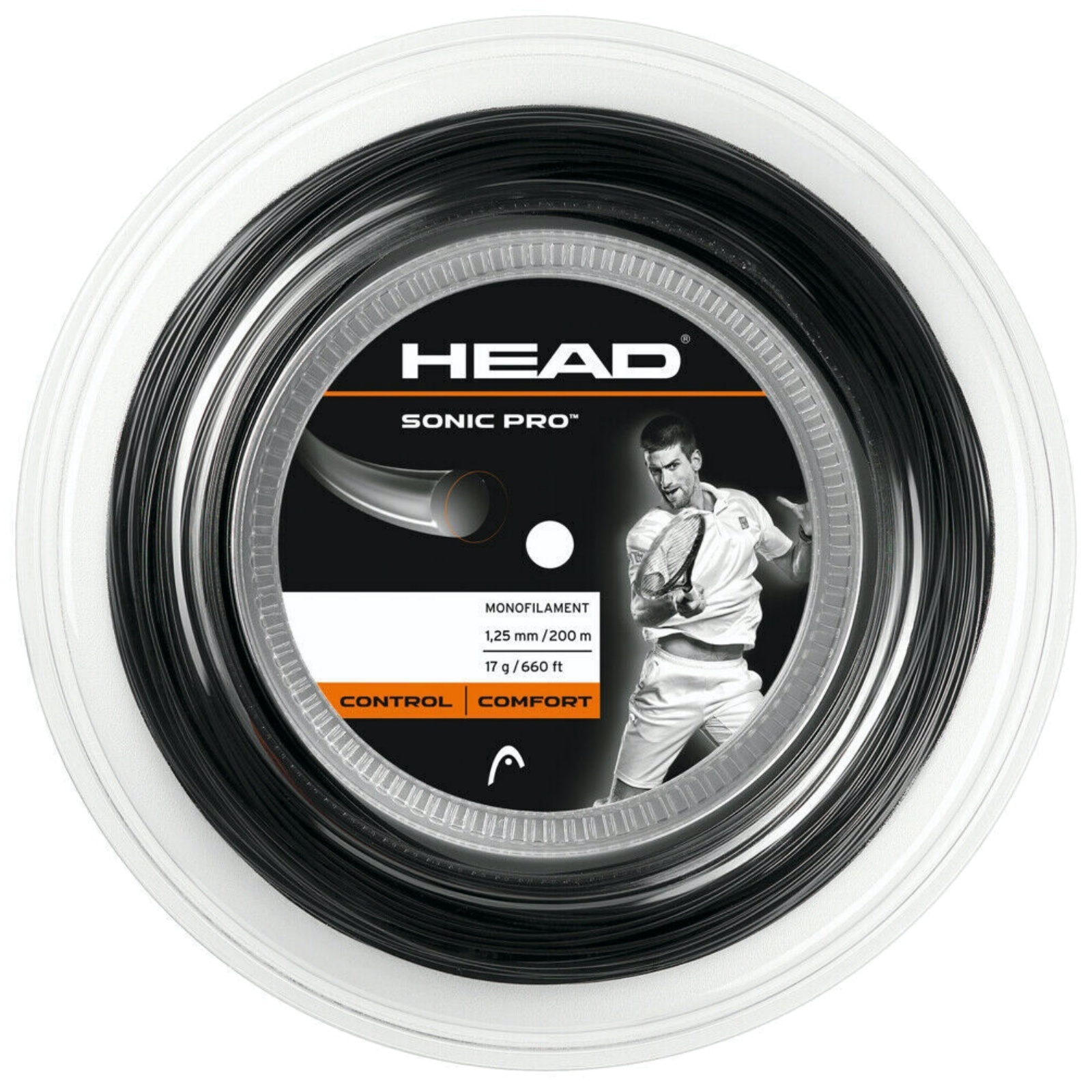 V563-281128-17BK-149413-00 Head Sonic Pro 17g Tennis String Reel 200m 1.25mm Control Comfort - Black - Image 1