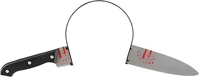 V563-3040-202503051420-00 HALLOWEEN Prank Fake Knife Through Head Horror Scary Headband Costume Party Joke - Image 1