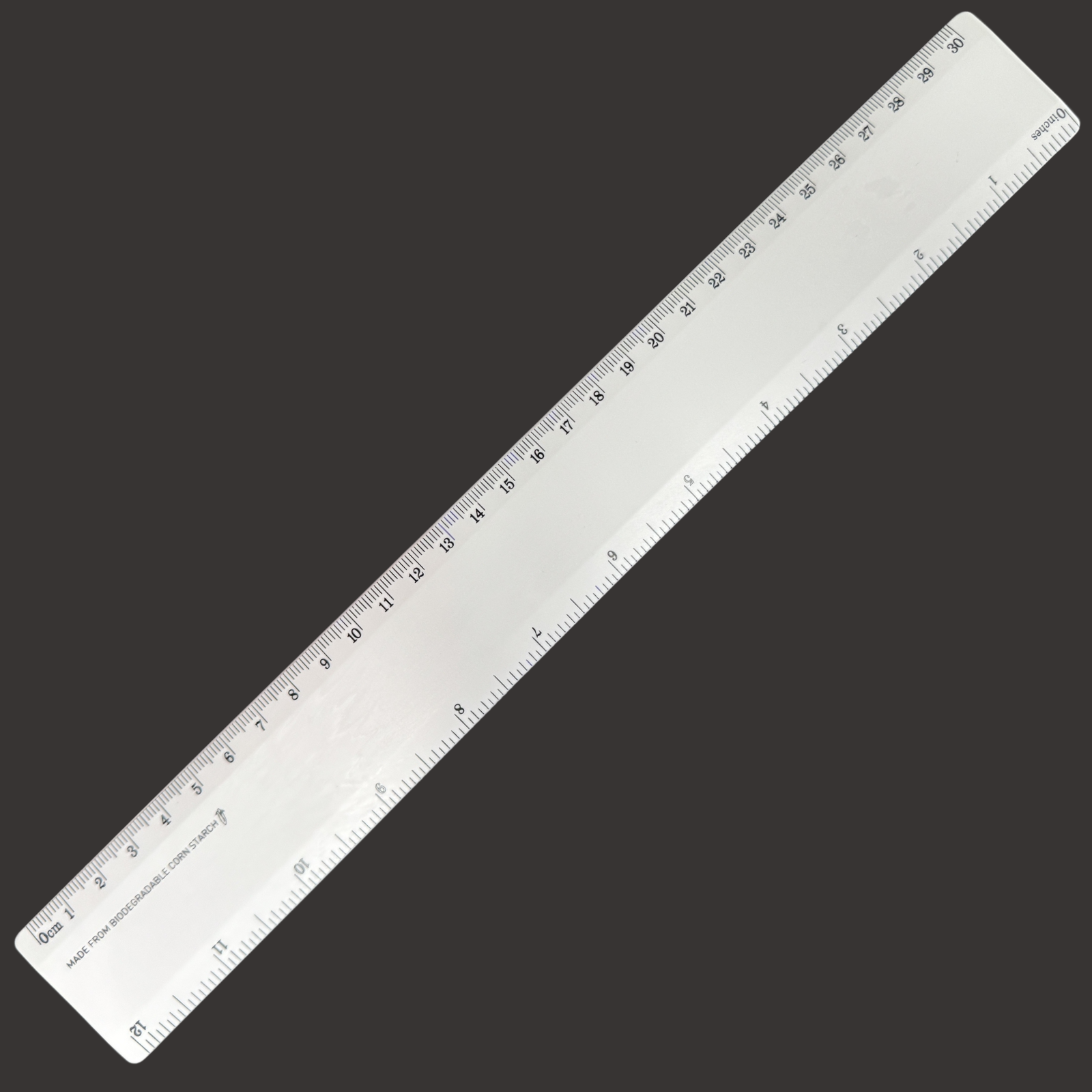 V563-31_945-173158-00 Bio Ruler 30cm Eco Friendly Biodegradable Corn Starch School Office - White - Image 1