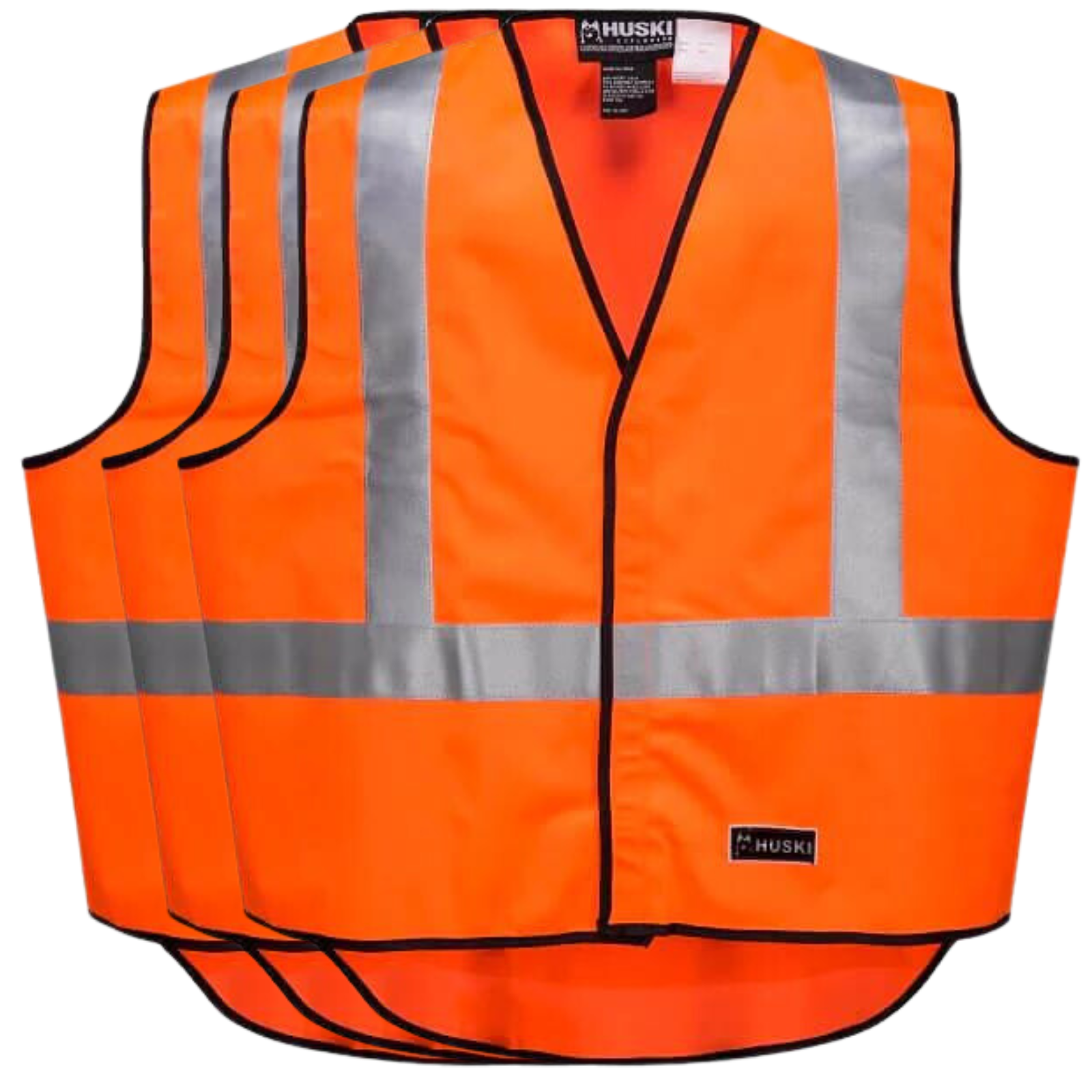 V563-3HUSKIVEST-ORANGE-3XL-202503051945-00 3x HUSKI Hi Vis Patrol Vest 3M Tape Safety Workwear High Visibility Bulk - Orange - 3XL - Image 1