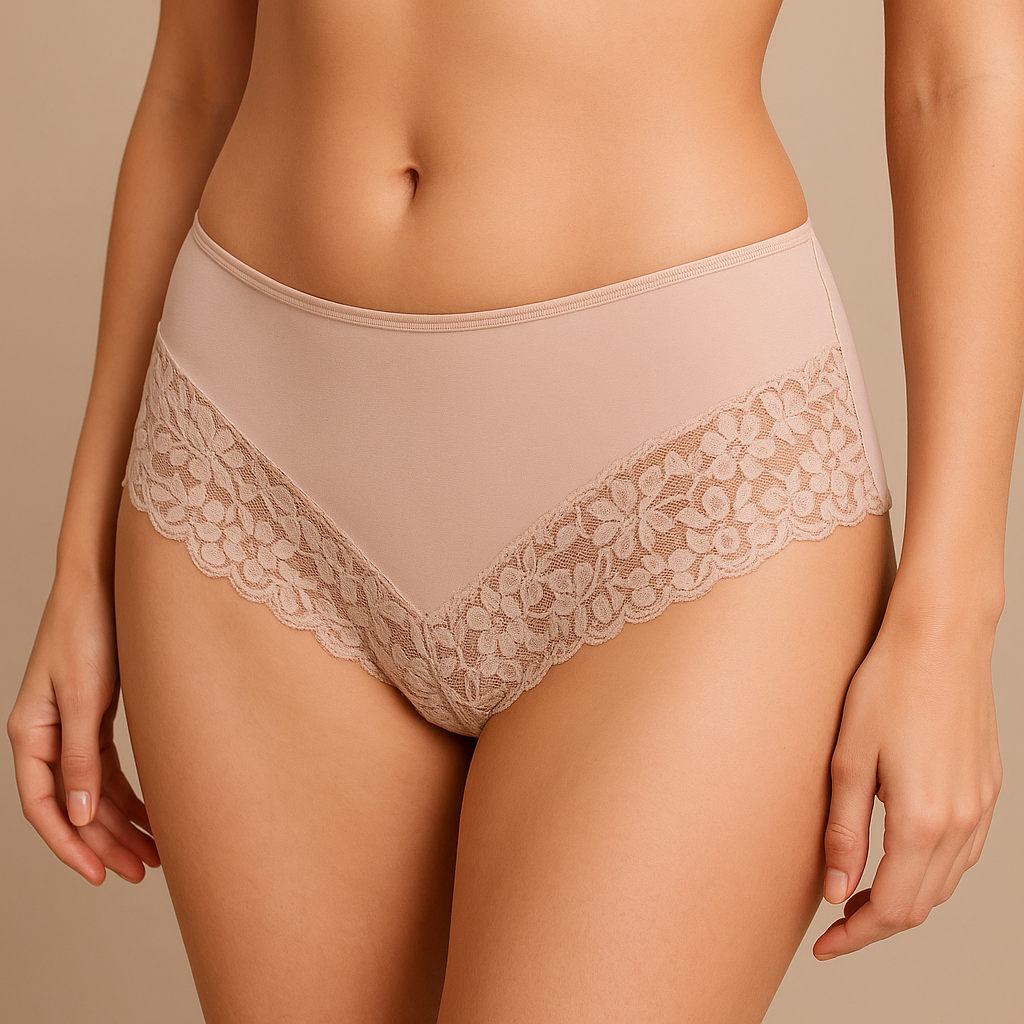 V563-3PK-UN-005-BEIGE-16-202506241308-00 3x Womens Lace Boyshort Boyleg Full Briefs Underwear Undies in Beige - 16 - Image 1