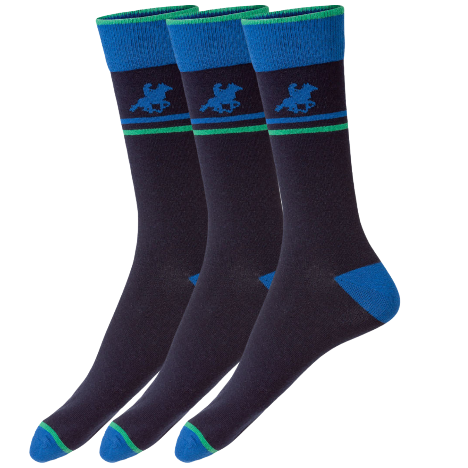 V563-410115_2110-NVYGRN-43_46-202503051850-00 Livergy Mens Crew Socks - Navy/Green - 1 Pack of 3 - EU 43-46 - Image 1