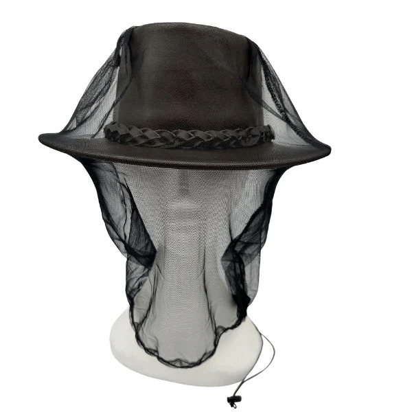 V563-6508001-BLACK-202503051515-00 Deluxe MOSQUITO HAT NET Head Protector Bee Bug Mesh Mozzie Insect Fishing Fly - Black - Image 1