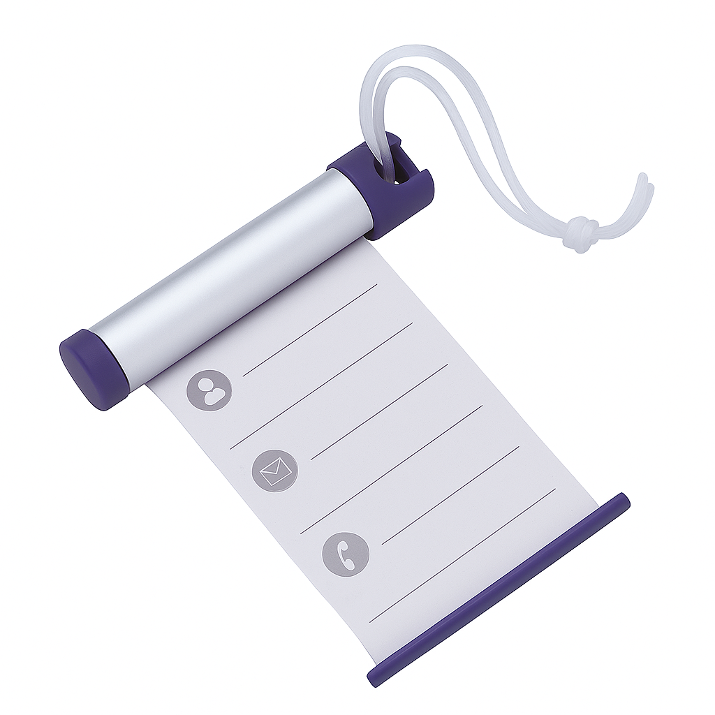 V563-66_781-202506161055-00 Funky Luggage Cylinder Tag Rollout Label for Address Details - Silver/Blue - Image 1