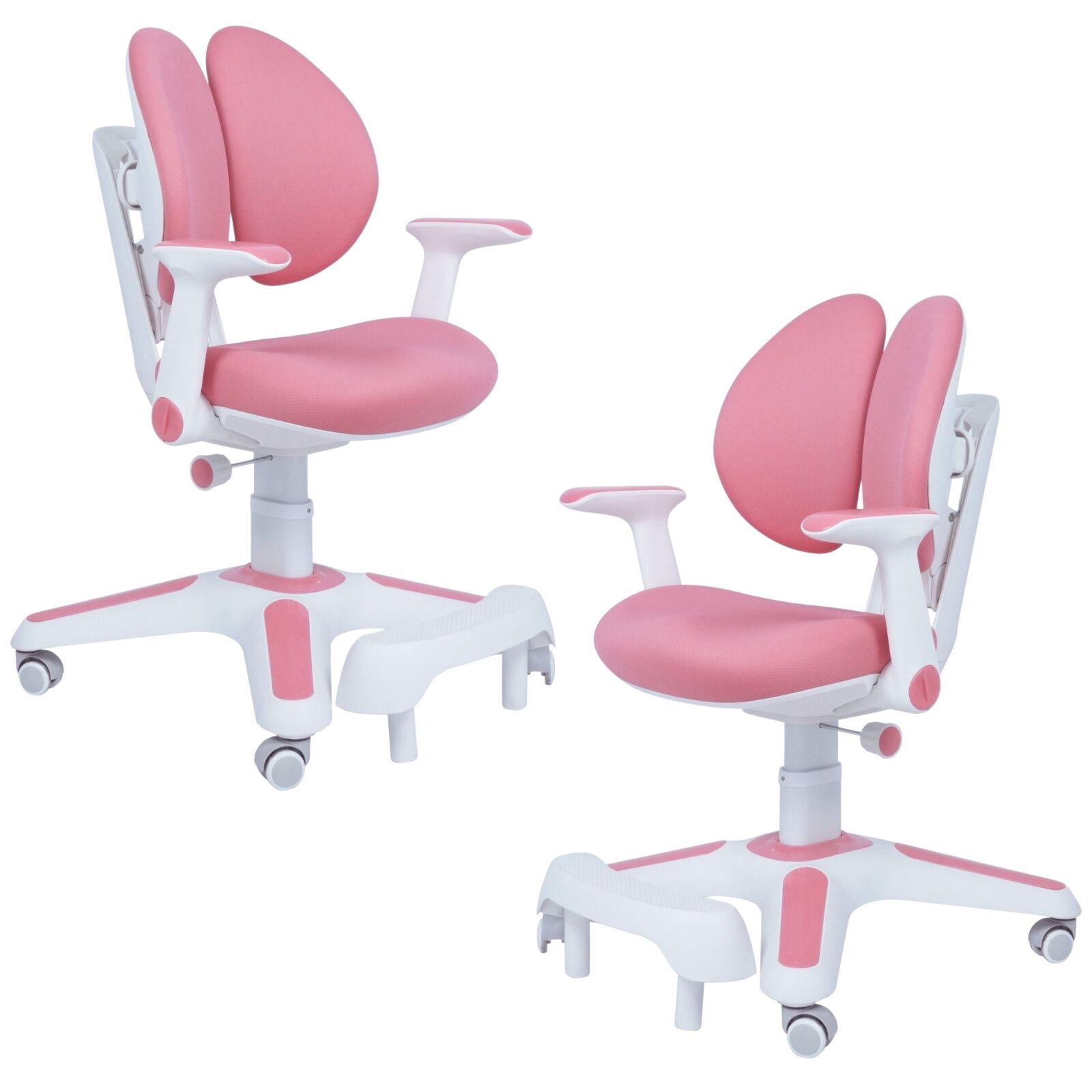 V563-68304_2X-202505071430-00 2x Ergonomic Children Kids Study Chairs Height Adjustable - Pink - Image 1