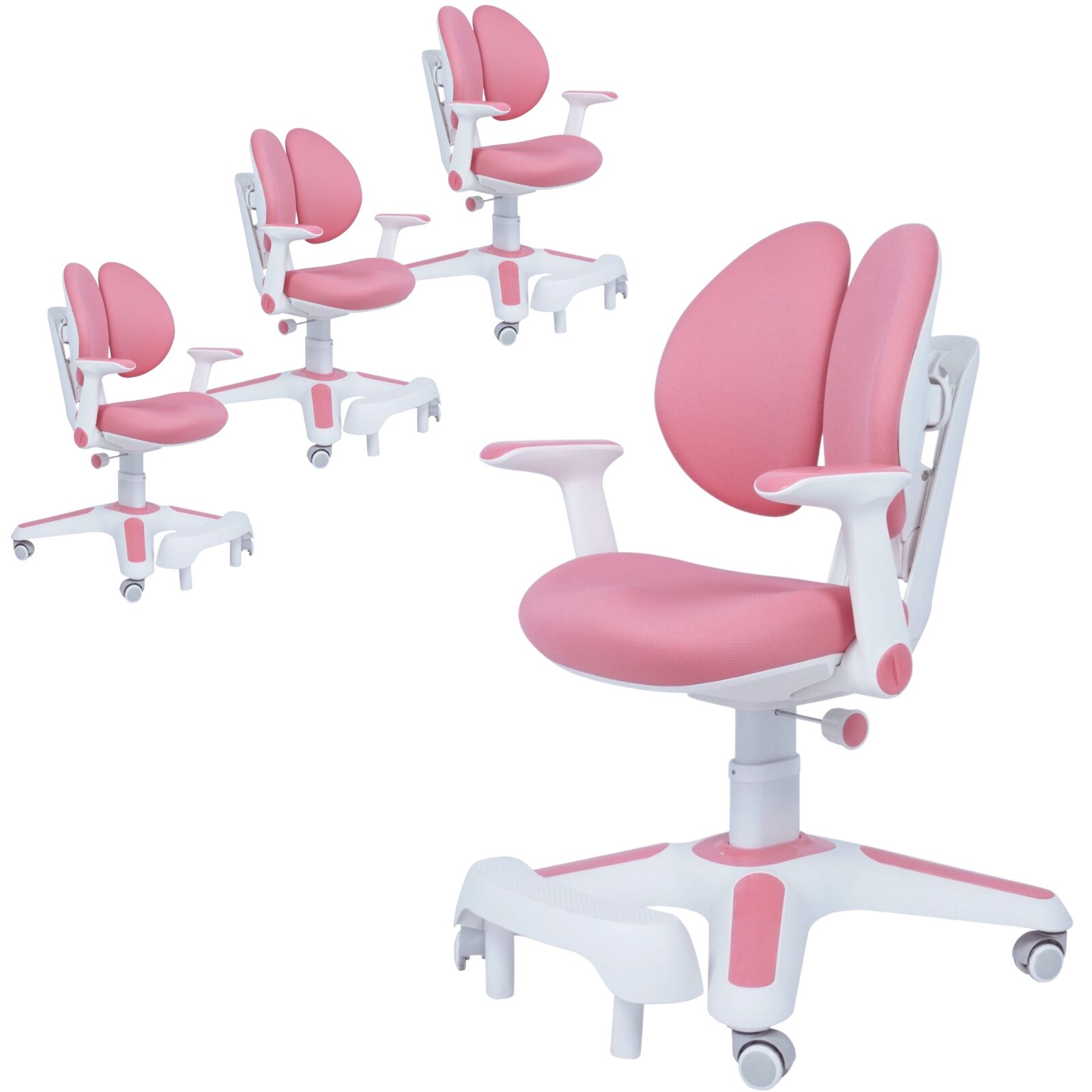 V563-68304_4X-202505071431-00 4x Ergonomic Children Kids Study Chairs Height Adjustable - Pink - Image 1