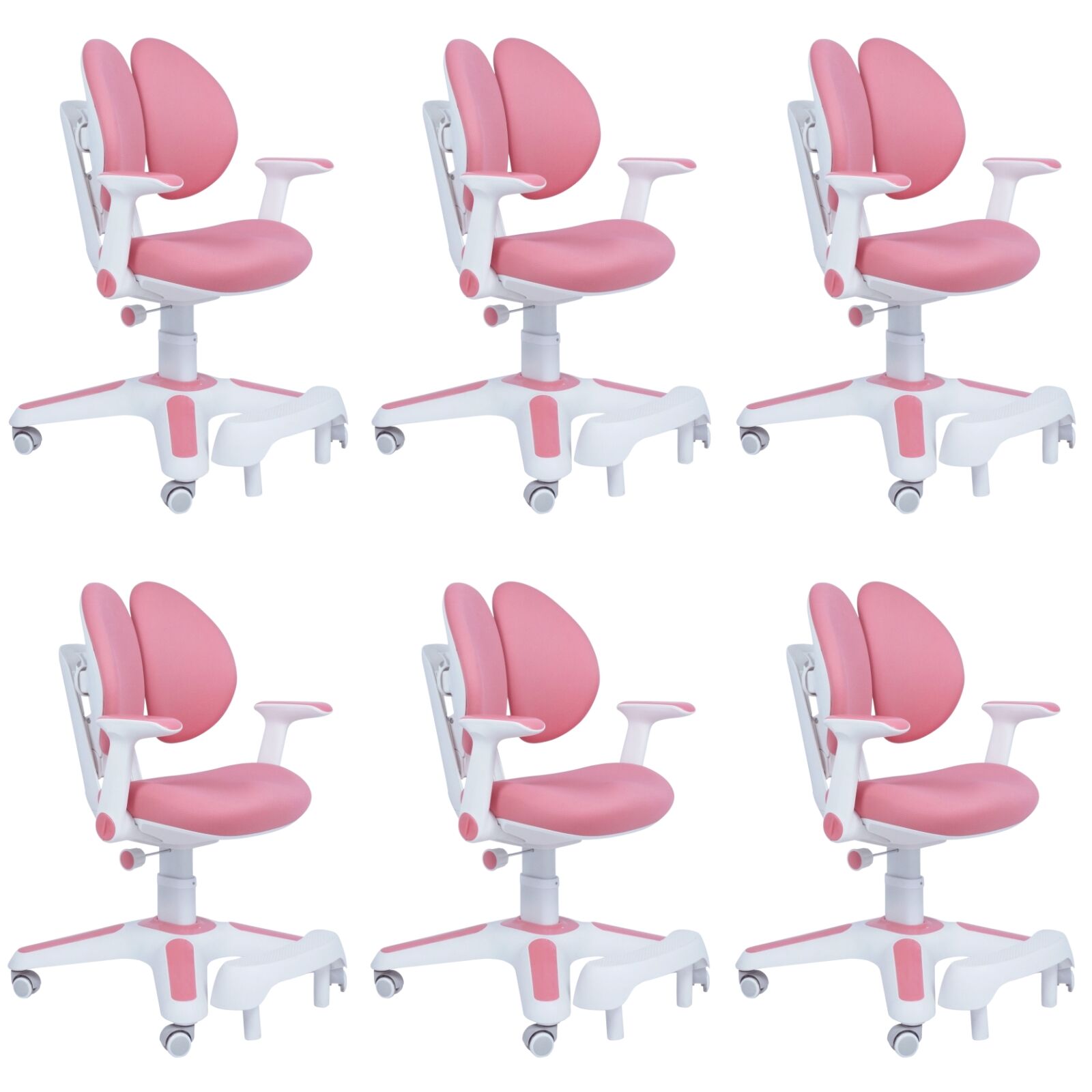 V563-68304_6X-202505071430-00 6x Ergonomic Children Kids Study Chairs Height Adjustable - Pink - Image 1