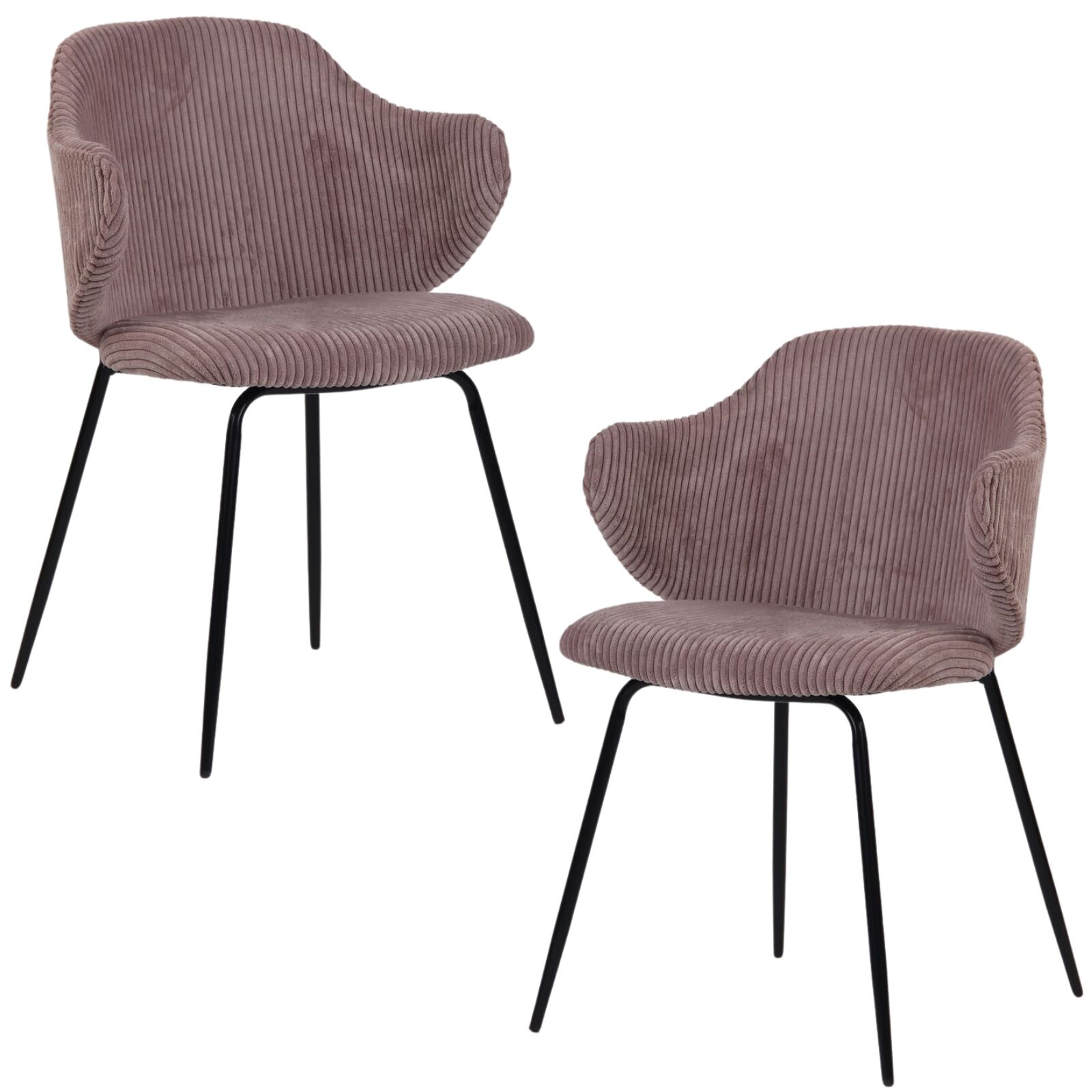 V563-68405-202503051445-00 Set of 2 Dining Chairs with Corduroy Cord Fabric in Pink - Image 1
