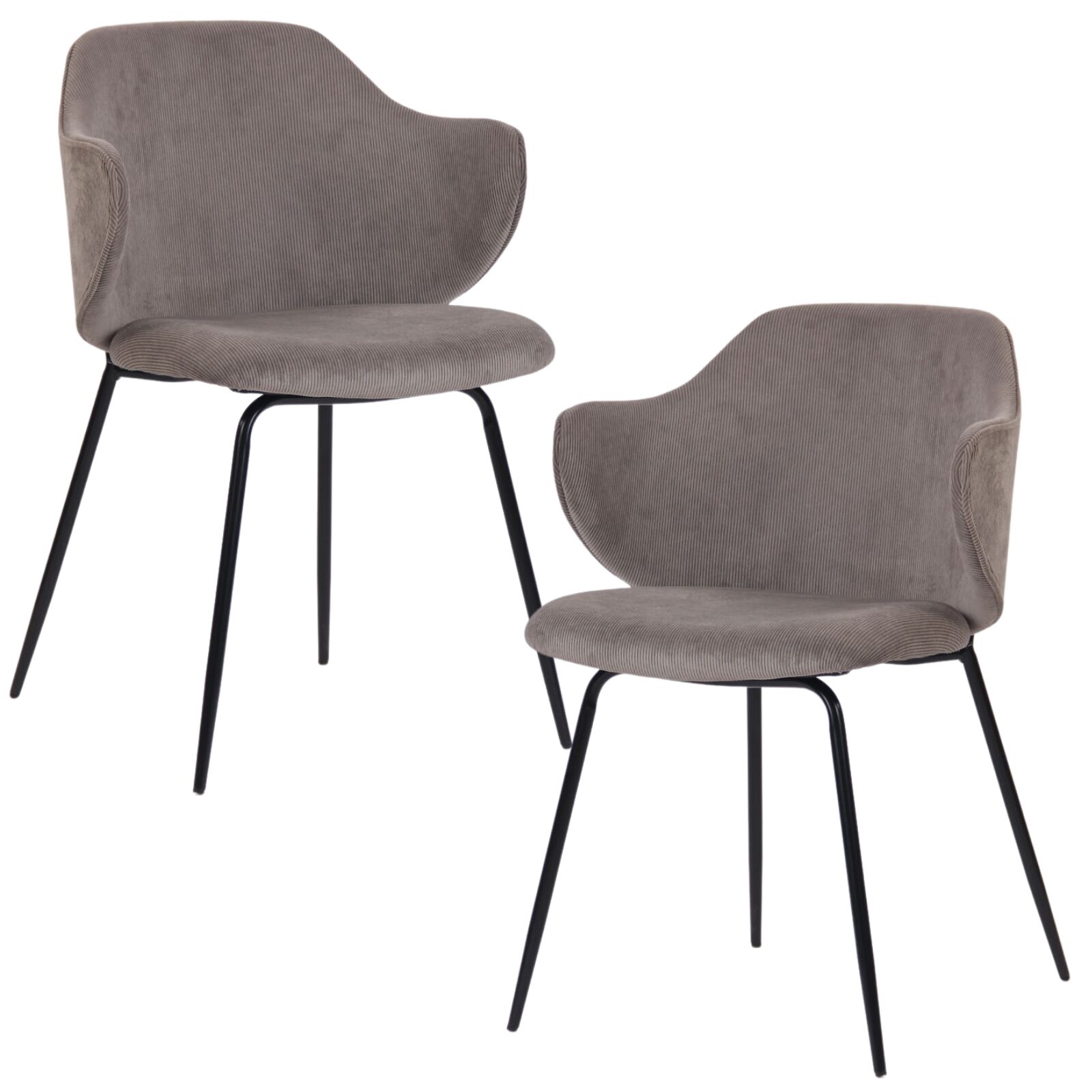 V563-68408-202503051441-00 Set of 2 Dining Chairs with Corduroy Cord Fabric in Grey - Image 1