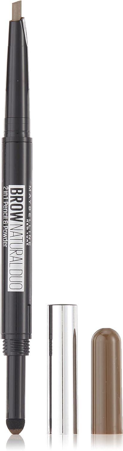 V563-6902395322573-215805-00 Maybelline New York Natural Eye Brow Duo 2 in 1 Pencil & Powder - Deep Brown - Image 1