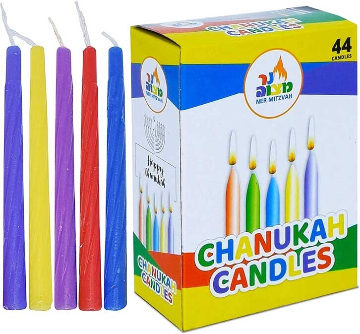 V563-706132280012-202506020822-00 Ner Mitzvah Multi Color Standard Chanukah Candles - 1 Pack of 44pcs - Image 1