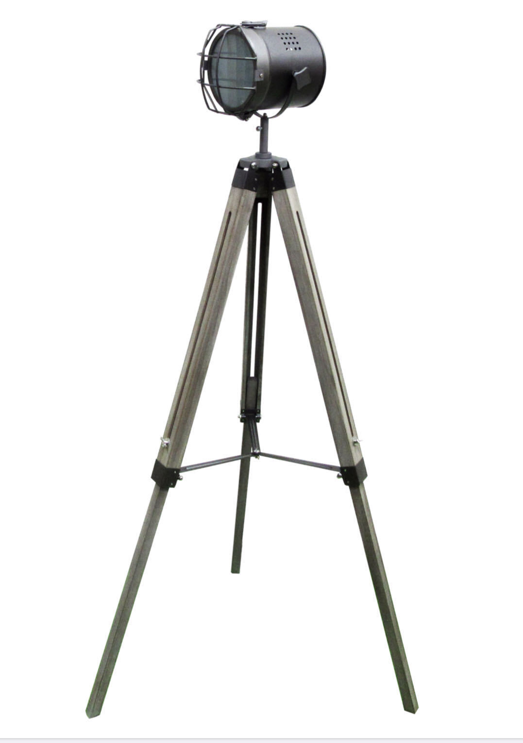V563-75025-174112-00 139cm Nautical Tripod Floor Lamp w Steel Grey Lamp Head Searchlight Spot Light Modern - Image 1