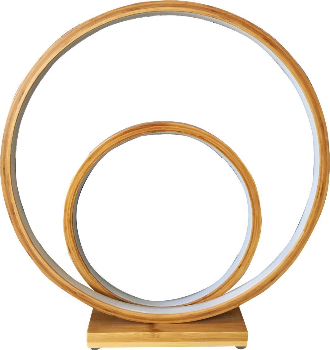 V563-75162-202504221045-00 Natural Double Circle Bamboo LED Table Lamp Light Modern Scandi Minimal - Image 1