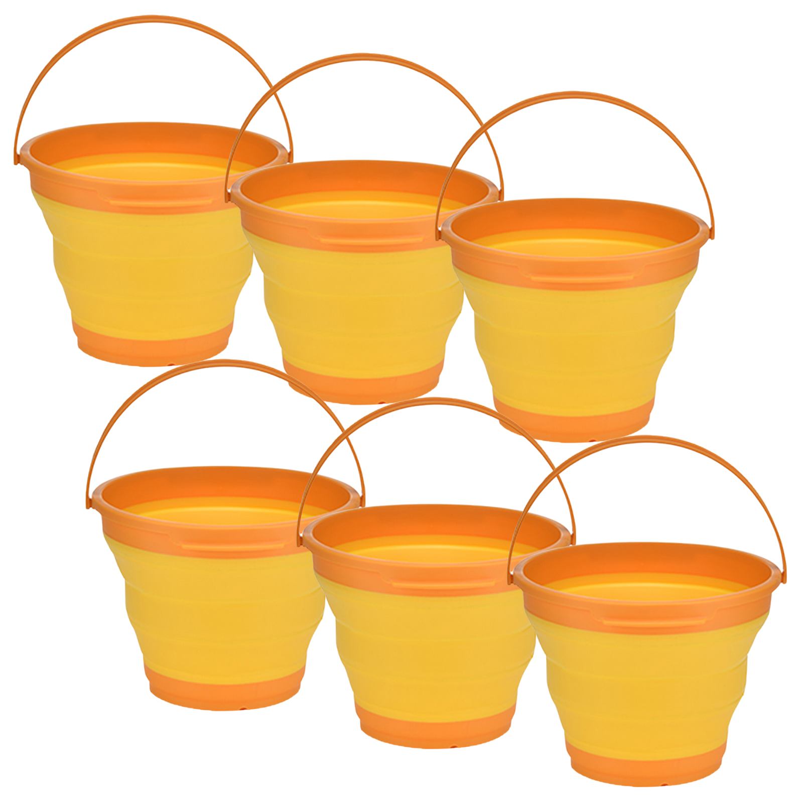 V563-75192-ORANGE-6X-226098-00 6x 7L Foldable Collapsible Silicone Bucket for Hiking/Camping/Fishing - Orange - Image 1