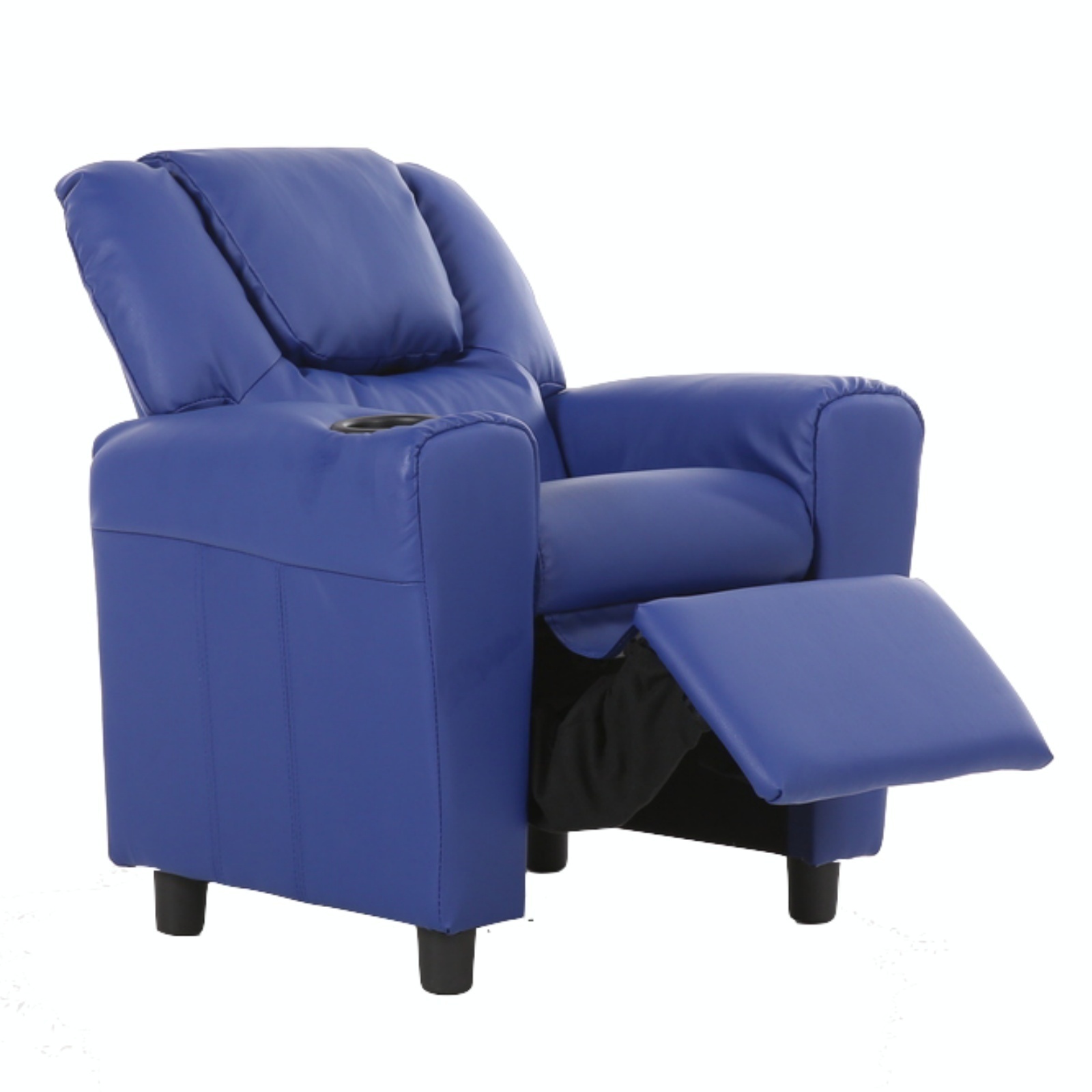 V563-75609-BLUE-174092-00 Oliver Kids Recliner Chair Sofa Children Lounge Couch PU Armchair - Blue - Image 1
