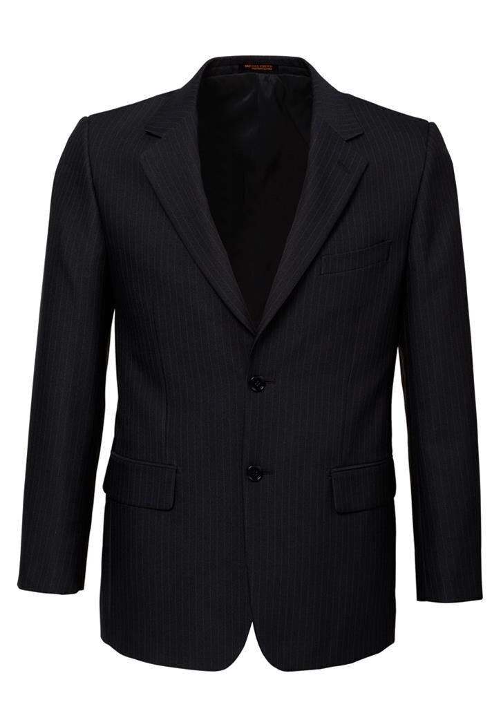 V563-80211-BLACK-137-202503051905-00 Mens Single Breasted 2 Button Suit Jacket Work Business - Pin Striped - Black - 137 - Image 1