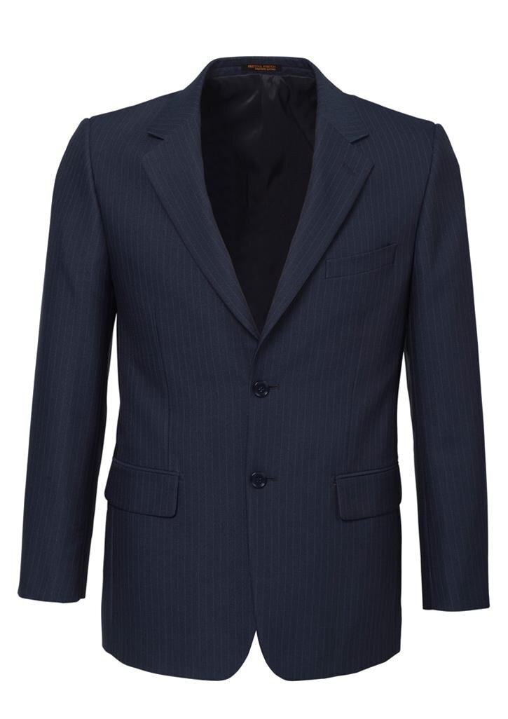 V563-80211-NAVY-117-202503052015-00 Mens Single Breasted 2 Button Suit Jacket Work Business - Pin Striped - Navy - 117 - Image 1