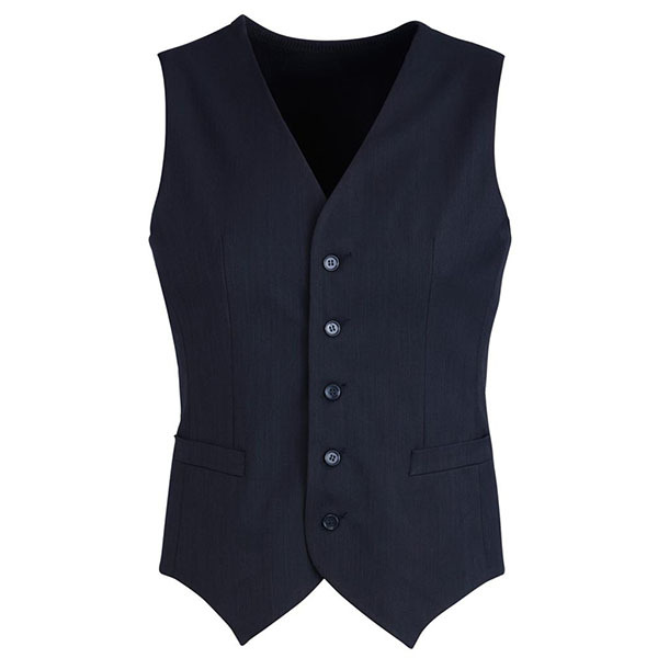 V563-90111-NAVY-102-202503051415-00 Mens Peaked Vest Waistcoat w/ Knitted Back Suit Formal Wedding Dress Up - Navy - 102 - Image 1