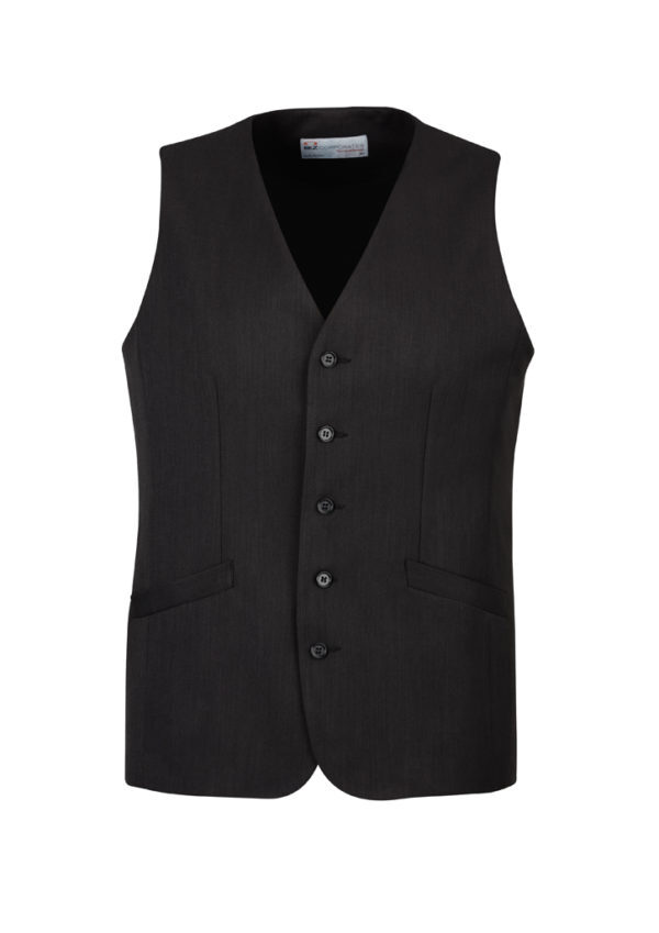 V563-90112-CHARCL-132-202503051701-00 Mens Bamboo Blend Longline Vest Waistcoat w/ Stretch Business Forrnal Dress - Charcoal - 132 - Image 1