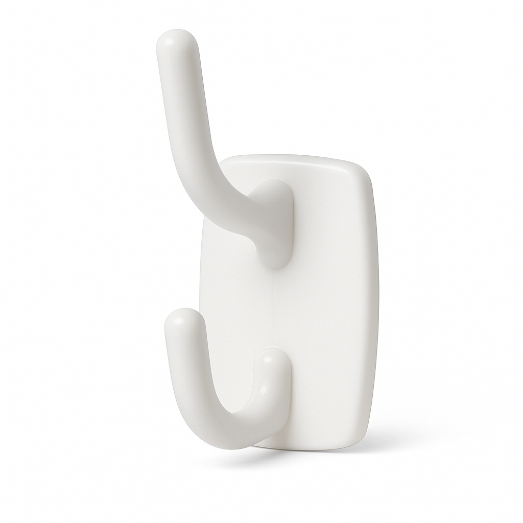 V563-9311183001106-6PCS-202505231026-00 6x Deco Self-Adhesive Double Hooks in White – 2.3kg Weight Capacity per Hook - Image 1