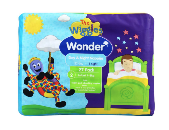V563-9341122001720-150084-00 Wonder Pk27 the Wiggles Day & Night Nappies Diapers Infant 4 - 8 Kg Size 2 - Image 1