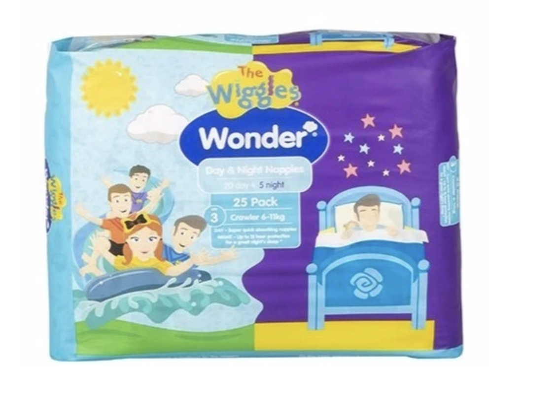 V563-9341122001737-150086-00 Wonder Pk25 the Wiggles Day & Night Nappies Diapers Crawler 6 - 11 Kg Size 3 - Image 1
