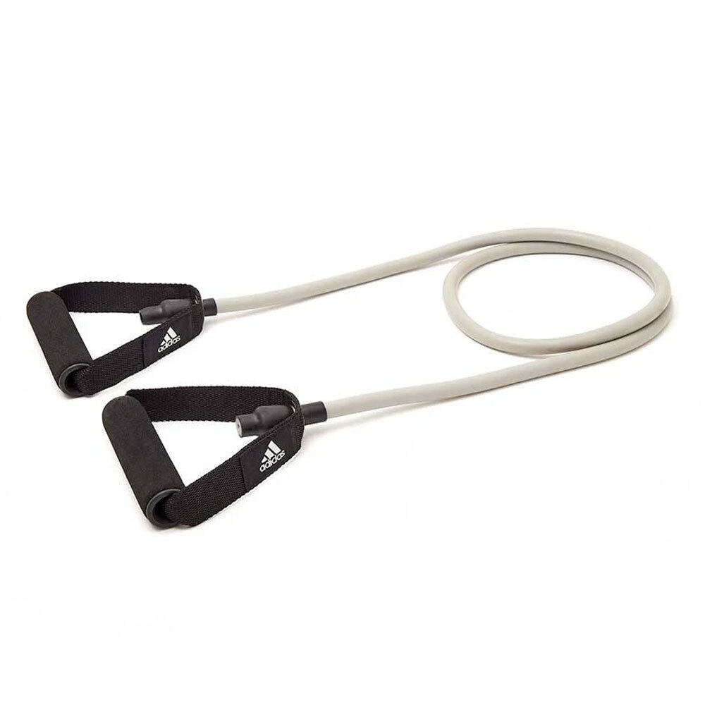 V563-ADTB-10502-150226-00 Adidas Resistance Tube Level 2 Band Elastic Yoga Fitness Gym Strap - Grey/Black - Image 1