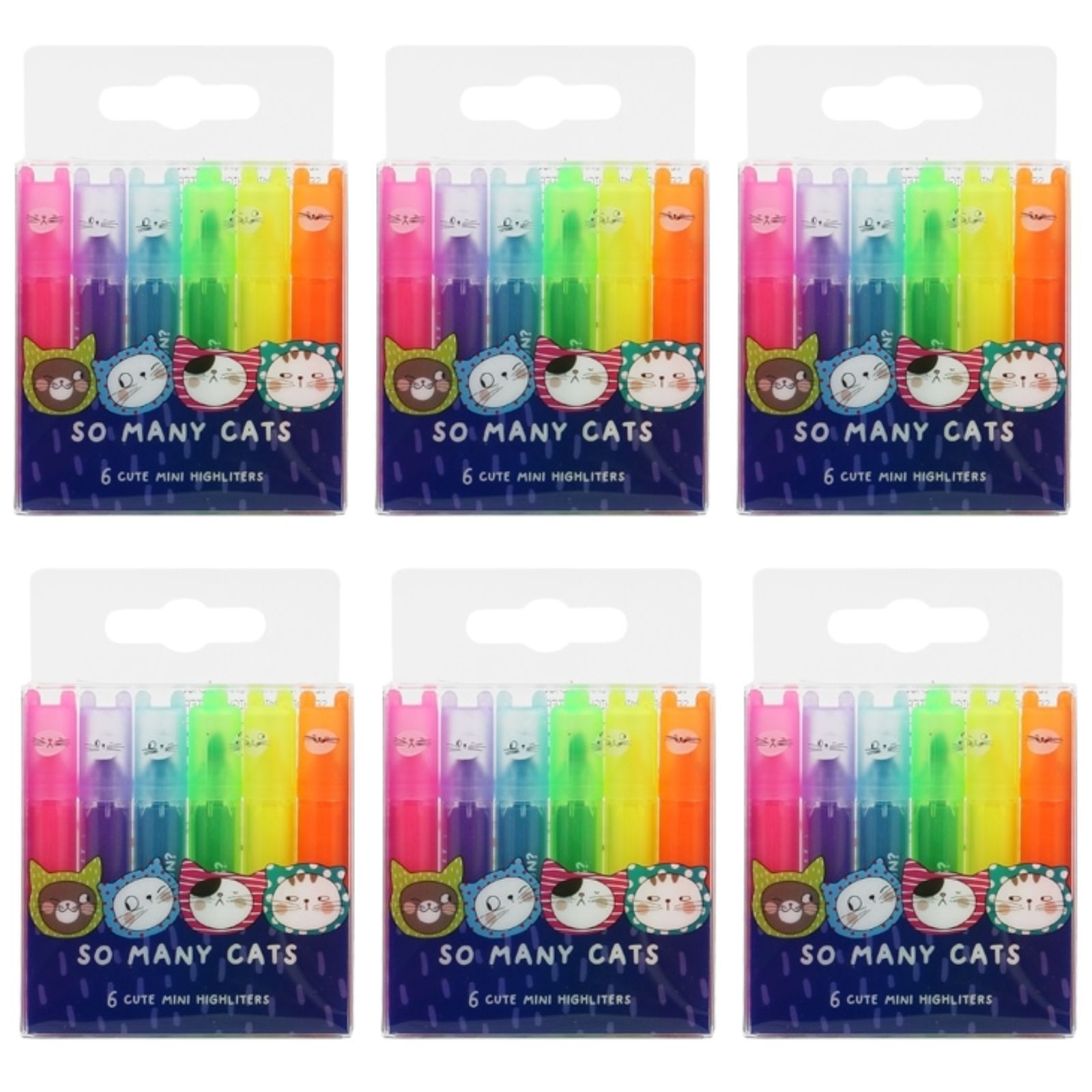 V563-AHM22574-6PCS-197265-00 36pcs So Many Cats Cute Scented Mini Highlighter Pens - Image 1