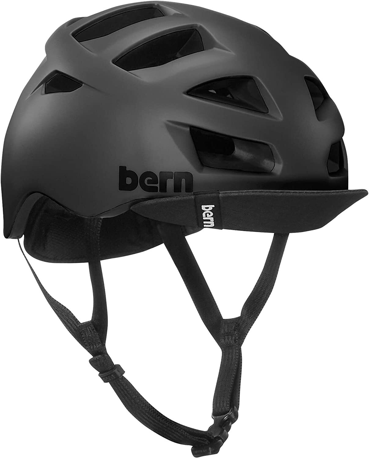 V563-ALLSTON-MBLK-L_XL-150420-00 Bern Mens Allston Cycling Bike Helmet w/ Flip Visor - Matte Black - L/XL - Image 1