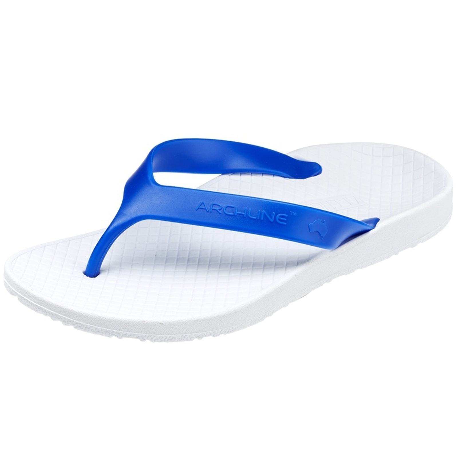 V563-ARCHLINE-THNGS-WH-BLU-47-202507251215-00 ARCHLINE Orthotic Thongs Arch Support Shoes Footwear Flip Flops Orthopedic - White/Blue - EUR 47 - Image 1