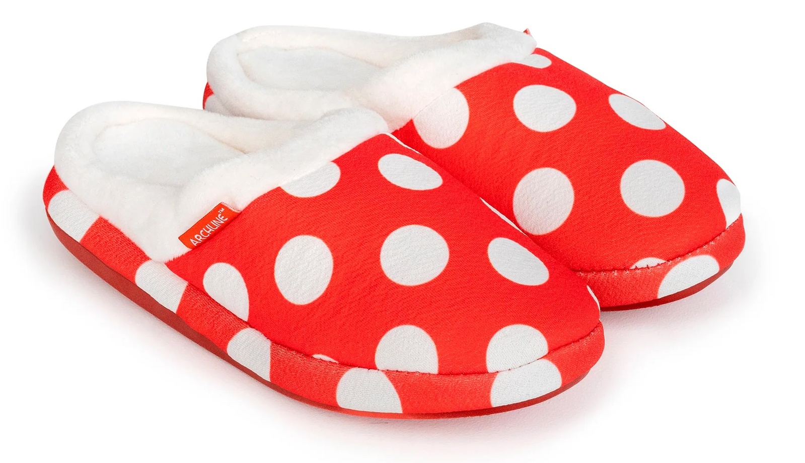 V563-AS402-35-202503051850-00 ARCHLINE Orthotic Slippers Slip On Scuffs Pain Relief Moccasins - Red Polka Dot - EUR 35 (Womens US 4) - Image 1