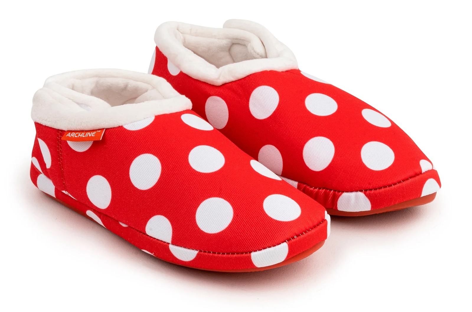 V563-AS501-36-202503052245-00 ARCHLINE Orthotic Slippers CLOSED Back Scuffs Moccasins Pain Relief - Red Polka Dots - EUR 36 (Womens 5 US) - Image 1
