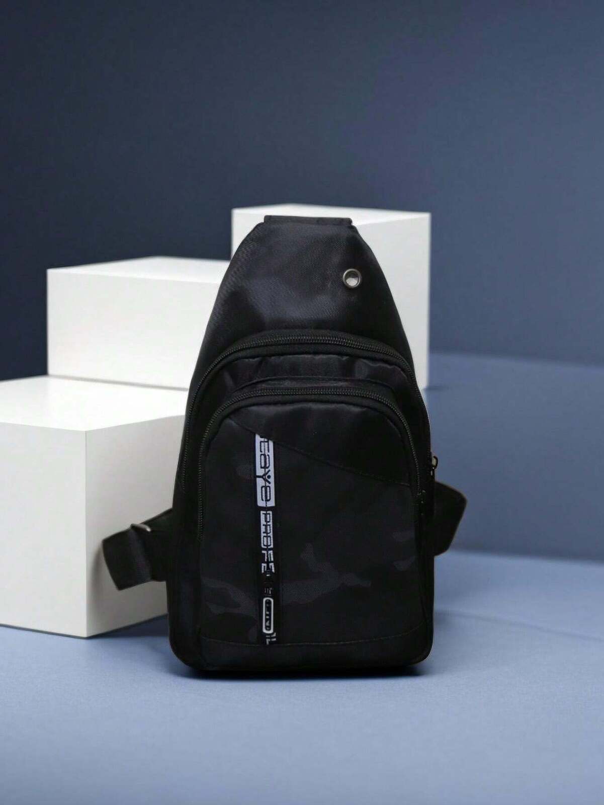 V563-B527-197253-00 Mens Crossbody Sling Casual Chest Bag in Black - Image 1