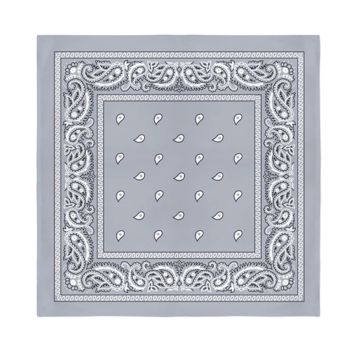 V563-BANDANA-GRY-202503052245-00 BANDANA Paisley 100% COTTON Head Wrap Durag Bandanna Summer Biker Scarf Mask - Grey - Image 1