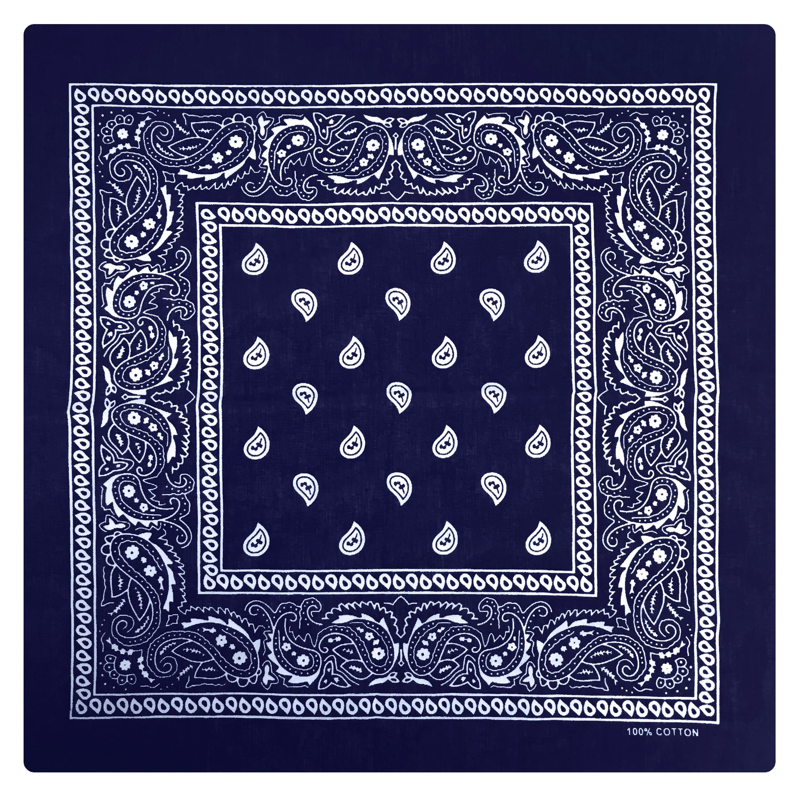 V563-BANDANA-NVYBLU-202503051425-00 BANDANA Paisley 100% COTTON Head Wrap Durag Bandanna Summer Biker Scarf Mask - Navy Blue - Image 1