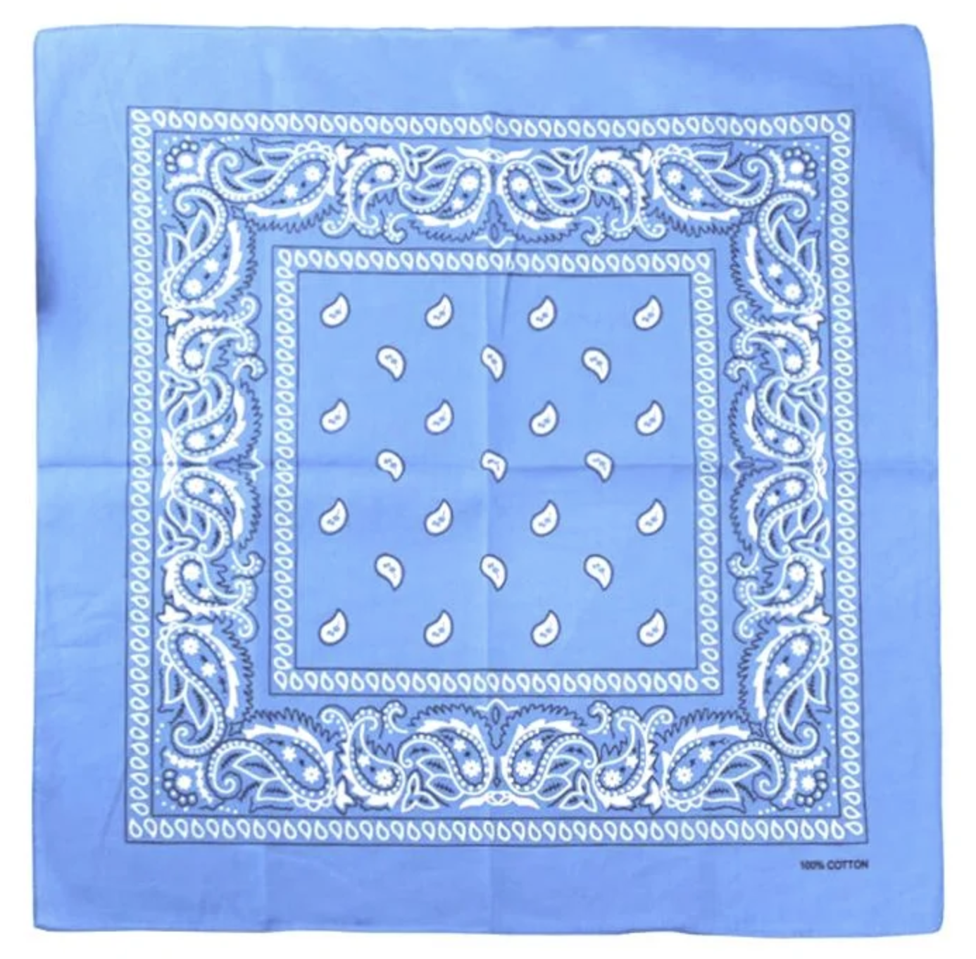 V563-BANDANA-SKYBLU-202503051445-00 BANDANA Paisley 100% COTTON Head Wrap Durag Bandanna Summer Biker Scarf Mask - Sky Blue - Image 1